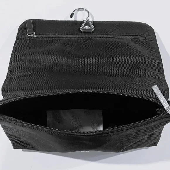 NWT GIORGIO ARMANI Black Fold Over Hangable Toiletry Travel‎ Bag w/ Dust Bag